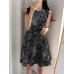 Plants Print Sleeveless Round Neck Casual A  line Midi Dress