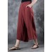 2019 red loose linen pants fall women pockets wide leg pants